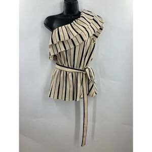 Anthropologie Maeve Women's Rita Ruffled One Shoulder‎ Top Size M